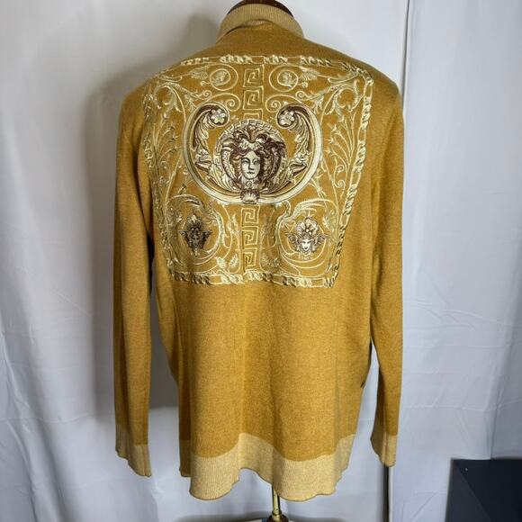Prestige Original Medusa Embroidered Zip Sweater Jacket XL Gold Baroque - Picture 2 of 9
